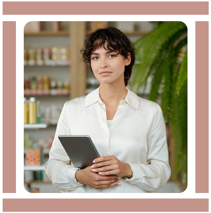 A young, professional woman with her tablet